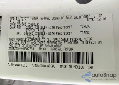 2017 Toyota Tacoma Trd Sport from USA, damaged, VIN 3TMBZ5DN9HM007734